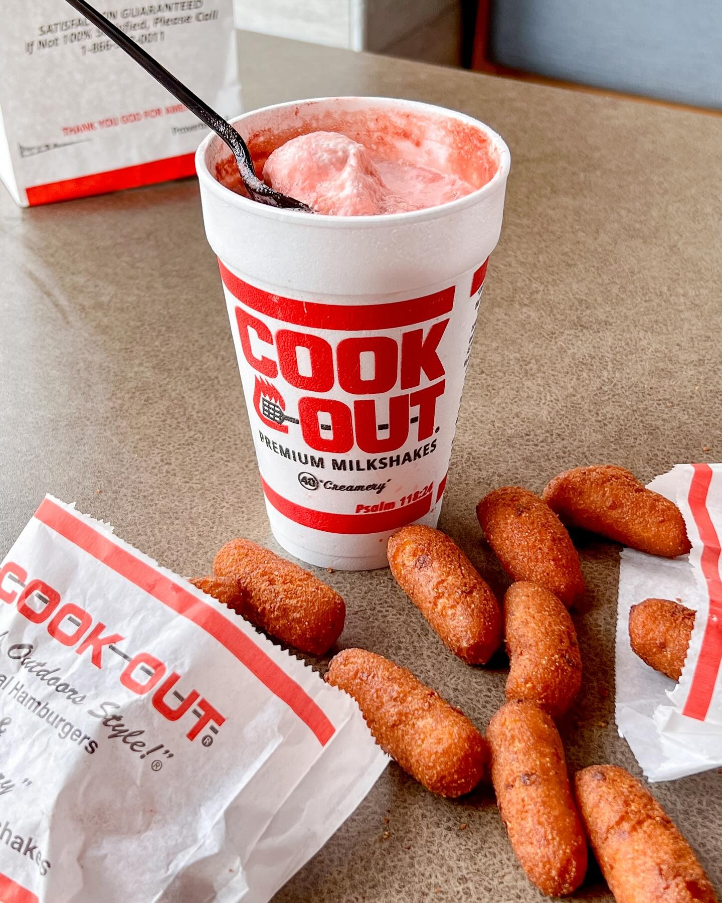 Cook Out milkshake and hush puppies