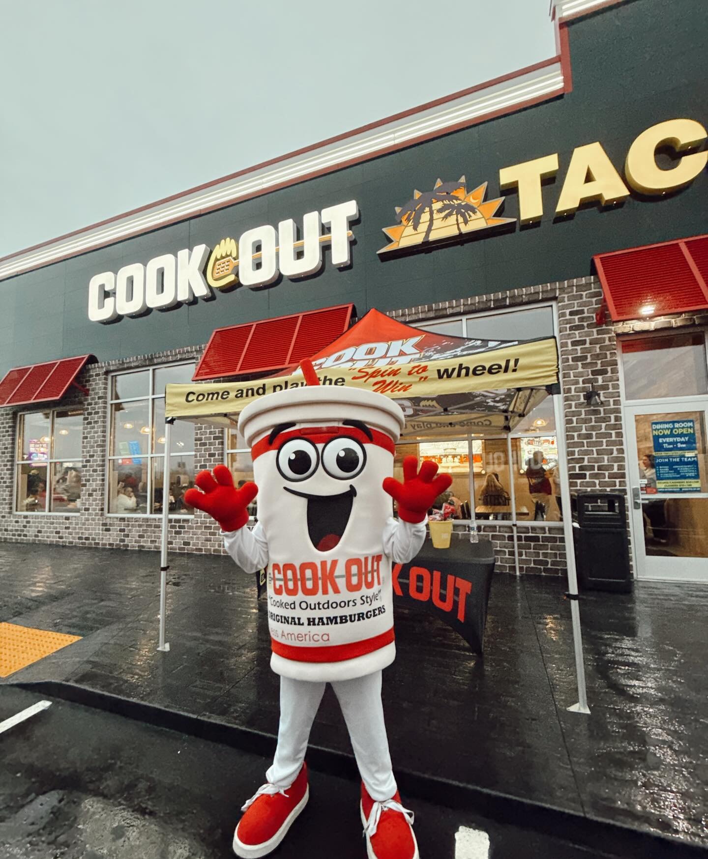 Cook Out mascot at store opening