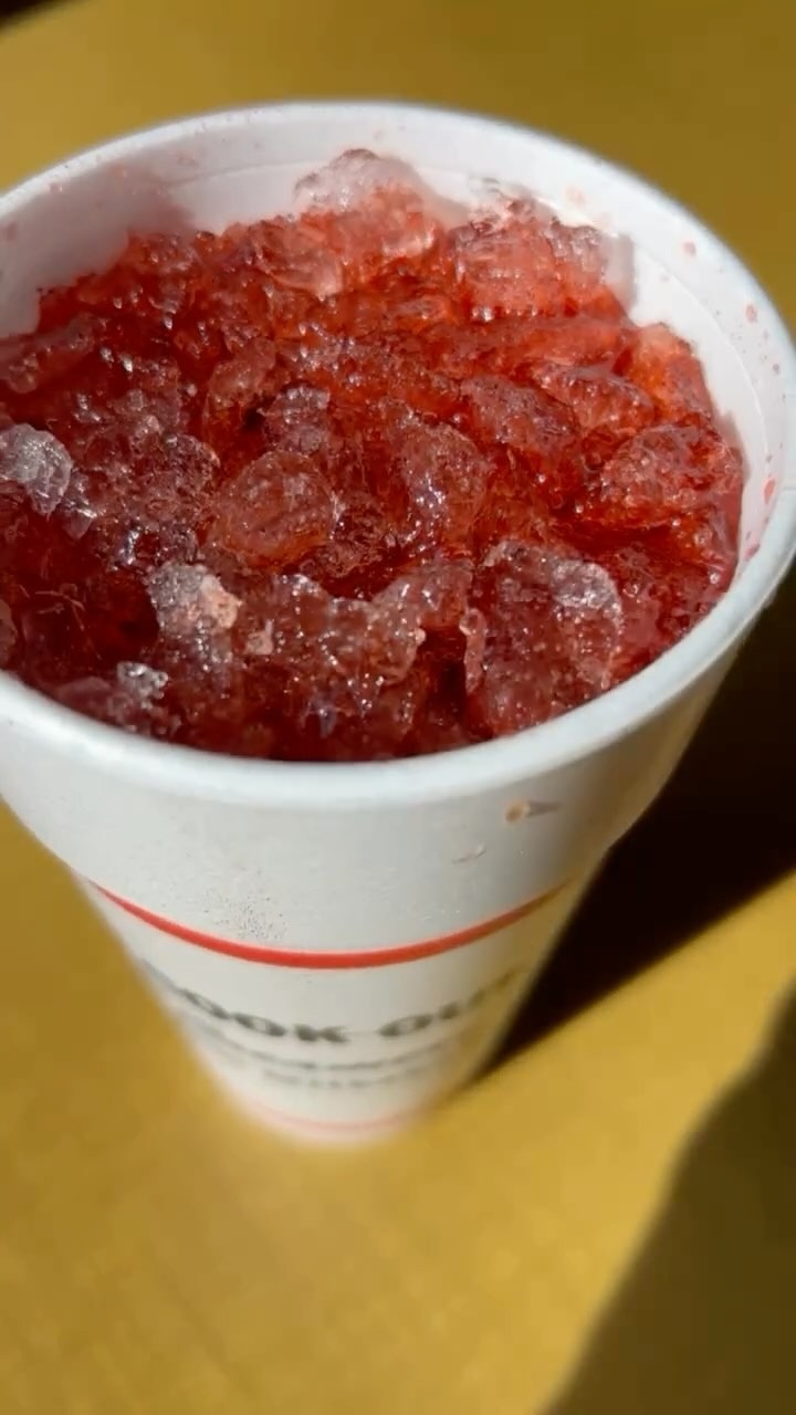 Cheerwine slushy in a Cook Out cup